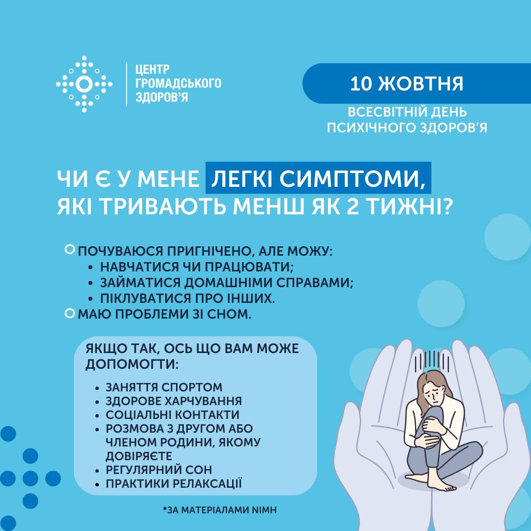 10 ЖОВТНЯ - ВСЕСВІТНІЙ ДЕНЬ ПСИХІЧНОГО ЗДОРОВ'Я