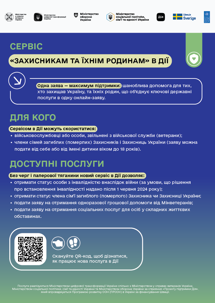 Сервіс "Захисникам та їхнім родинам" в дії